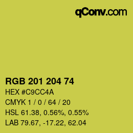 カラーコード: RGB 201 204 74 | qconv.com