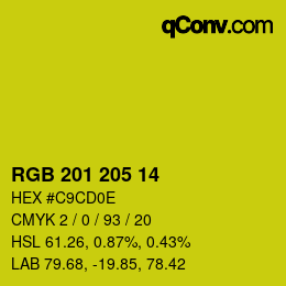 Color code: RGB 201 205 14 | qconv.com