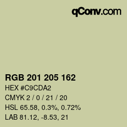 Color code: RGB 201 205 162 | qconv.com