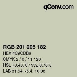 Color code: RGB 201 205 182 | qconv.com