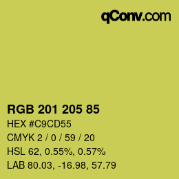 Color code: RGB 201 205 85 | qconv.com