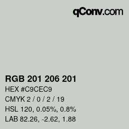 Color code: RGB 201 206 201 | qconv.com