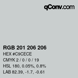 Color code: RGB 201 206 206 | qconv.com