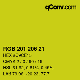カラーコード: RGB 201 206 21 | qconv.com