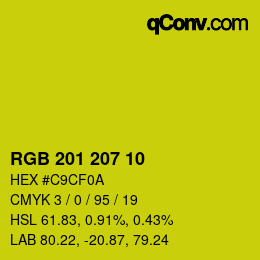 Color code: RGB 201 207 10 | qconv.com