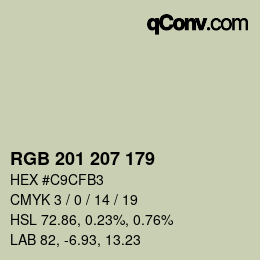 Color code: RGB 201 207 179 | qconv.com