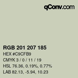 Color code: RGB 201 207 185 | qconv.com