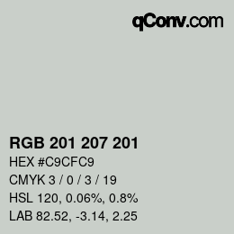 Color code: RGB 201 207 201 | qconv.com