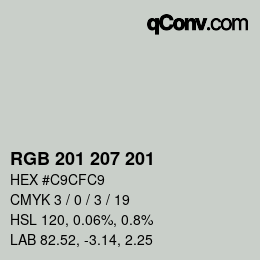 Color code: RGB 201 207 201 | qconv.com