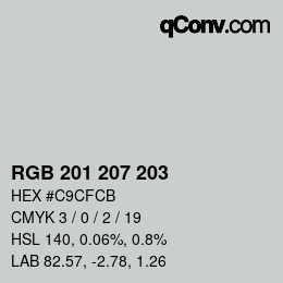 カラーコード: RGB 201 207 203 | qconv.com