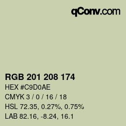 Code couleur: RGB 201 208 174 | qconv.com