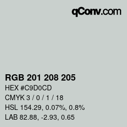 颜色代码: RGB 201 208 205 | qconv.com