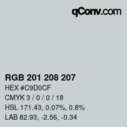 颜色代码: RGB 201 208 207 | qconv.com