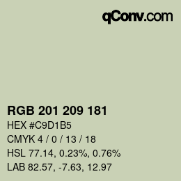 Color code: RGB 201 209 181 | qconv.com