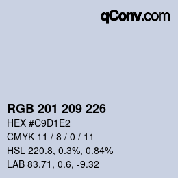 Color code: RGB 201 209 226 | qconv.com