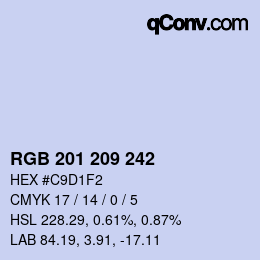 Color code: RGB 201 209 242 | qconv.com