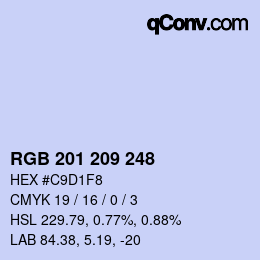 Color code: RGB 201 209 248 | qconv.com