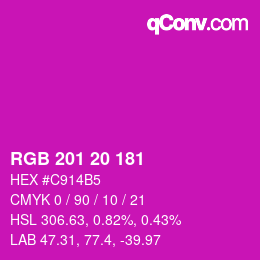 Color code: RGB 201 20 181 | qconv.com