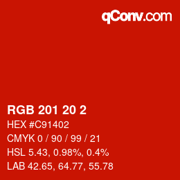 Color code: RGB 201 20 2 | qconv.com