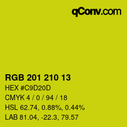 Color code: RGB 201 210 13 | qconv.com