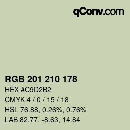 Color code: RGB 201 210 178 | qconv.com