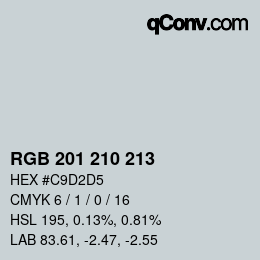 Color code: RGB 201 210 213 | qconv.com