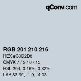 Color code: RGB 201 210 216 | qconv.com