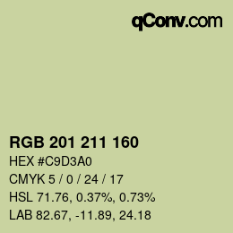 Color code: RGB 201 211 160 | qconv.com