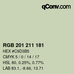 Color code: RGB 201 211 181 | qconv.com