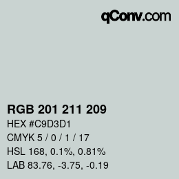 Color code: RGB 201 211 209 | qconv.com