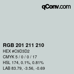 カラーコード: RGB 201 211 210 | qconv.com
