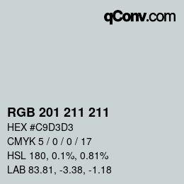 Farbcode: RGB 201 211 211 | qconv.com