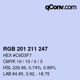 Color code: RGB 201 211 247 | qconv.com