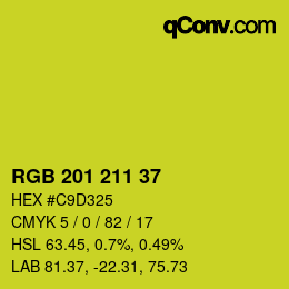 Color code: RGB 201 211 37 | qconv.com