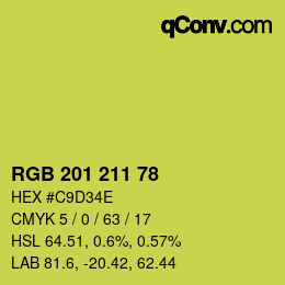 Color code: RGB 201 211 78 | qconv.com