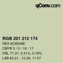 Color code: RGB 201 212 174 | qconv.com