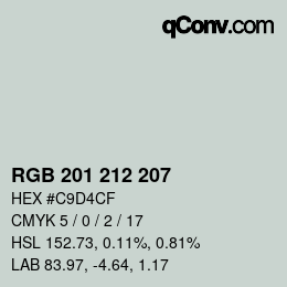 カラーコード: RGB 201 212 207 | qconv.com