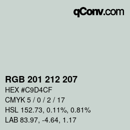 颜色代码: RGB 201 212 207 | qconv.com