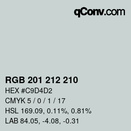 Color code: RGB 201 212 210 | qconv.com