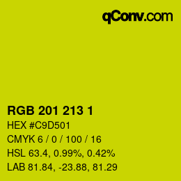 Color code: RGB 201 213 1 | qconv.com