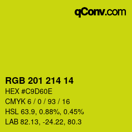 Color code: RGB 201 214 14 | qconv.com
