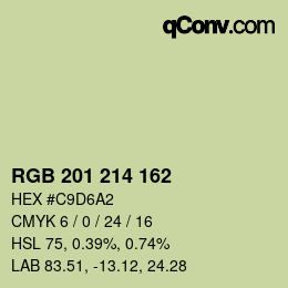 カラーコード: RGB 201 214 162 | qconv.com