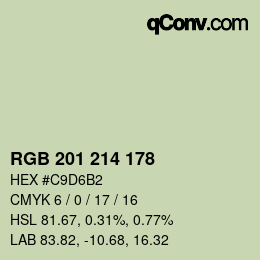 カラーコード: RGB 201 214 178 | qconv.com