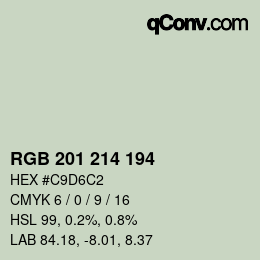 Código de color: RGB 201 214 194 | qconv.com