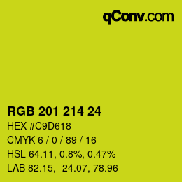 Color code: RGB 201 214 24 | qconv.com