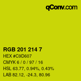 Color code: RGB 201 214 7 | qconv.com