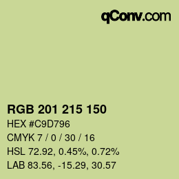 Color code: RGB 201 215 150 | qconv.com