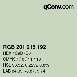 カラーコード: RGB 201 215 192 | qconv.com