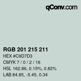 Color code: RGB 201 215 211 | qconv.com