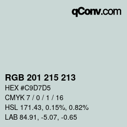 カラーコード: RGB 201 215 213 | qconv.com